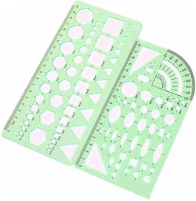 img 4 attached to Bonayuanda 2pcs Clear Green Plastic Measuring Templates 📐 Geometric Rulers - Ideal for Office and School Applications