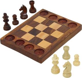 img 4 attached to Handcrafted Wooden Folding Magnetic Chess