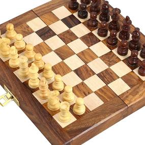 img 2 attached to Handcrafted Wooden Folding Magnetic Chess