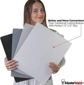 img 3 attached to MasterMaid Non Slip Flexible Cutting Mats: Modern Colors, Non-Porous Chopping Surface, Anti Slip - Set of 4, Dishwasher Safe, BPA Free