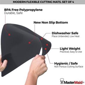 img 1 attached to MasterMaid Non Slip Flexible Cutting Mats: Modern Colors, Non-Porous Chopping Surface, Anti Slip - Set of 4, Dishwasher Safe, BPA Free