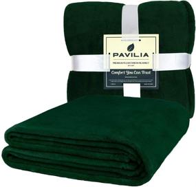 img 3 attached to 🛋️ Pavilia Fleece Blanket Throw: Супер мягкий, плюшевый, роскошный фланельный плед для дивана, кровати - изумрудный, 50x60 дюймов