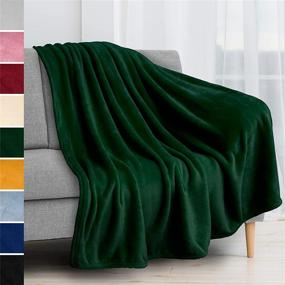 img 4 attached to 🛋️ Pavilia Fleece Blanket Throw: Super Soft, Plush, Luxurious Flannel Throw for Sofa Couch Bed - Emerald Green, 50x60 inches