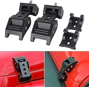 img 4 attached to Samman Black Stainless Steel Hood Latch Lock Kit for 2007-2018 Jeep Wrangler JK & Unlimited (JKU): Compatible with Sport Rubicon Sahara Models
