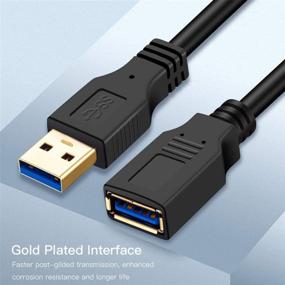 img 3 attached to 12 ft USB 3.0 Extension Cable: Type A Male to Female 🔌 Data Transfer Lead for Hard Drive, Printer, Keyboard, Camera, USB Flash Drive, Card Reader