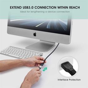 img 2 attached to 12 ft USB 3.0 Extension Cable: Type A Male to Female 🔌 Data Transfer Lead for Hard Drive, Printer, Keyboard, Camera, USB Flash Drive, Card Reader