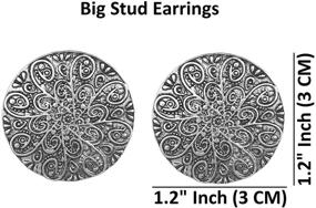 img 1 attached to Bohemian Vintage Tribal Indian Oxidized Silver Stud Earring Set with Ethnadore Design
