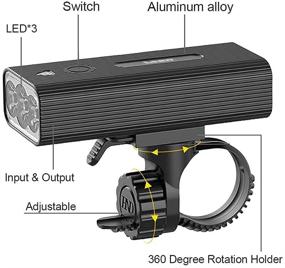 img 3 attached to 🚴 Super Bright 1200 Lumens Bike Lights with Power Bank - USB Rechargeable, Waterproof Front and Back Bicycle Lights for Night Riding - 3+5 Light Modes Included