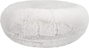 img 3 attached to 🐾 Bessie and Barnie Signature Snow White Luxury Shag Extra Plush Faux Fur Bagel Pet Bed: Ultimate Comfort for Dogs of all Sizes!