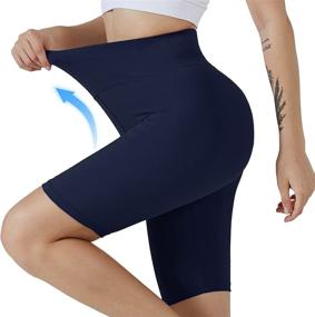 img 3 attached to 🩳 VALANDY High Waisted Yoga Shorts for Women - Buttery Soft Biker Shorts for Workout, Running - Pack of 2