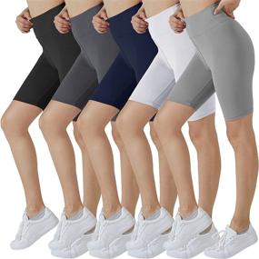 img 4 attached to 🩳 VALANDY High Waisted Yoga Shorts for Women - Buttery Soft Biker Shorts for Workout, Running - Pack of 2