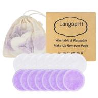 🌿 langsprit reusable makeup remover pads: 16 packs of bamboo velour face pads with free laundry bag logo