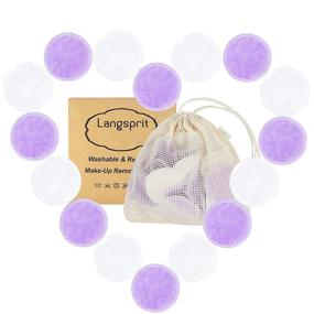 img 3 attached to 🌿 Langsprit Reusable Makeup Remover Pads: 16 Packs of Bamboo Velour Face Pads with Free Laundry Bag