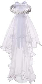 img 4 attached to 🌸 Elegant White Floral First Communion Veils for Girls: A Touch of Grace and Charm