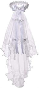 img 3 attached to 🌸 Elegant White Floral First Communion Veils for Girls: A Touch of Grace and Charm