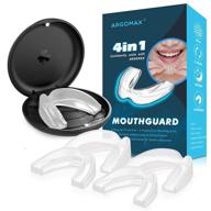 💪 argomax pack of 4 moldable mouth guards: effective prevention for teeth grinding, clenching & bruxism, sports, whitening. custom-fit dental guards in 2 sizes with storage travel case. logo