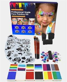 img 3 attached to 🎨 Kids' Face Paint Kit by Kryvaline Professionals: Stencils, Brushes, Super Fine Glitters in Spill-Proof Bottles, and Skin Jewels