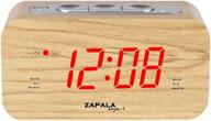 ⏰ zapala wake-up alarm clock with radio for bedroom or kitchen, large display, dual alarms, sleep & snooze function, fm radio with 10 pre-set stations, adjustable brightness, wooden cabinet, battery backup logo