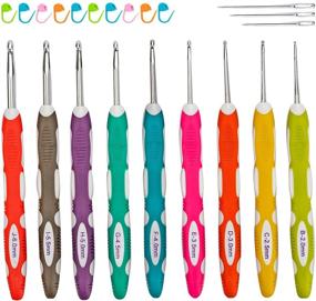 img 3 attached to 🧶 Ctcwsh 9 PCS Longer Ergonomic Crochet Hook Set: USA Standard Sizes B to J 2.0mm-6.0mm, Smooth Soft Grip Handles - Ideal for Arthritic Hands, Beginners and Experienced Crocheters
