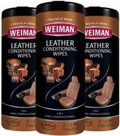 🛋️ weiman leather wipes - 3 pack: ultimate cleaning, conditioning, and uv protection for leather furniture, car seats, shoes, and more! logo