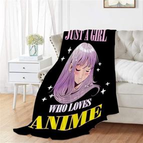 img 2 attached to 🌸 Just A Girl Who Loves Anime Lightweight Flannel Fleece Blanket - Cartoon Cute Throw Blanket for Bed/Couch/Sofa - Toddler 50x40 Inch S