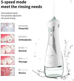 img 2 attached to 💧 SENSOLOGY Cordless Water Flosser: Professional Dental Oral Irrigator with 230ML Capacity, Rechargeable & Waterproof - Perfect for Braces & Bridges Care, 5 Modes included (1 flosser with 6 Nozzles)