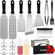 🍳 15-piece stainless steel griddle accessories kit for blackstone and camp chef griddle - haxiya flat top griddle tools set with carry bag, spatula, scraper, egg rings for teppanyaki & gas grill logo