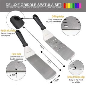 img 3 attached to 🍳 15-Piece Stainless Steel Griddle Accessories Kit for Blackstone and Camp Chef Griddle - HAXIYA Flat Top Griddle Tools Set with Carry Bag, Spatula, Scraper, Egg Rings for Teppanyaki & Gas Grill