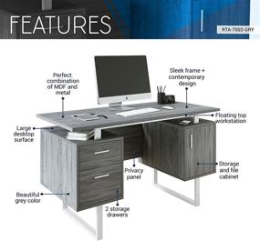 img 2 attached to 🖥️ Gray Modern Office Desk with Storage by Techni Mobili