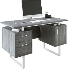 img 3 attached to 🖥️ Gray Modern Office Desk with Storage by Techni Mobili