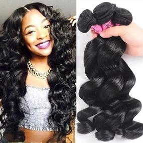 img 3 attached to 💇 UNice Hair Icenu Series: 8A Brazilian Loose Wave Virgin Hair - 3 Bundle Pack - Natural Color