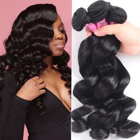 img 4 attached to 💇 UNice Hair Icenu Series: 8A Brazilian Loose Wave Virgin Hair - 3 Bundle Pack - Natural Color