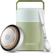 🥣 alxeme soup thermos food jar - vacuum insulated lunch container, wide mouth bento box with leak proof cap, 27oz stainless steel hot food meal carrier with spoon & handle - ideal for kids/adults food flask, matcha логотип