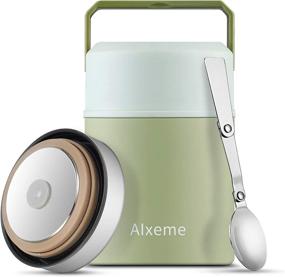 img 4 attached to 🥣 Alxeme Soup Thermos Food Jar - Vacuum Insulated Lunch Container, Wide Mouth Bento Box with Leak Proof Cap, 27OZ Stainless Steel Hot Food Meal Carrier with Spoon & Handle - Ideal for Kids/Adults Food Flask, Matcha