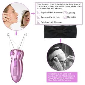 img 2 attached to 🌸 WAYCOM Ladies Facial Hair Remover: Electric Women's Beauty Epilator for Easy Threading and Hair Removal, Shaving, Face Massaging - Delicate Purple Device Depilation