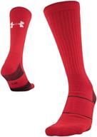under armour youth team crew socks - red/white, small - 1 pair logo
