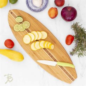 img 3 attached to 🏄 Surfboard Shaped Bamboo Cutting Board, 23x7.5 Inches