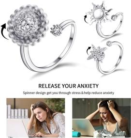 img 2 attached to 💍 Shinyyep 3 Piece Engagement Jewelry Set: Fidget Spinner Rings for Women - Cubic Zirconia Anti Anxiety Rings, Adjustable Stress Relief Spinner Ring - Perfect Gifts to Relieve Anxiety and Promote Well-being