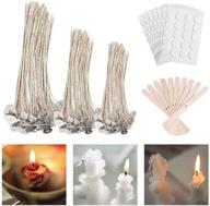 310 pcs candle making supplies: wicks for soy candles, tealights, and more with wooden wick centering device and candle stickers logo