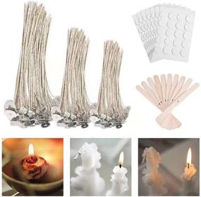 img 4 attached to 310 Pcs Candle Making Supplies: Wicks for Soy Candles, Tealights, and more with Wooden Wick Centering Device and Candle Stickers
