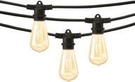 mr beams 4w st58 bulb nostalgic vintage edison led weatherproof outdoor string lights, 24 feet, black logo