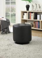 black round upholstered ottoman by coaster home furnishings logo