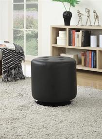 img 3 attached to Black Round Upholstered Ottoman by Coaster Home Furnishings