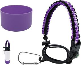 img 4 attached to 🚰 SIMSIMY Paracord Handle for Hydro Flask Wide Mouth Water Bottles - Safety Ring, Carabiner, Silicone Boot Sleeve, Straw Lid with Straws and Brush - Complete Value Set of Accessories