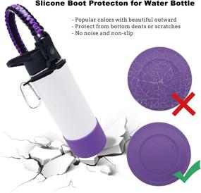 img 2 attached to 🚰 SIMSIMY Paracord Handle for Hydro Flask Wide Mouth Water Bottles - Safety Ring, Carabiner, Silicone Boot Sleeve, Straw Lid with Straws and Brush - Complete Value Set of Accessories