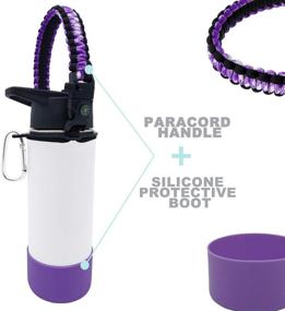 img 3 attached to 🚰 SIMSIMY Paracord Handle for Hydro Flask Wide Mouth Water Bottles - Safety Ring, Carabiner, Silicone Boot Sleeve, Straw Lid with Straws and Brush - Complete Value Set of Accessories