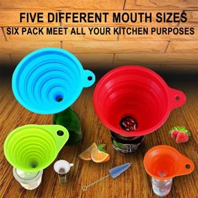 img 1 attached to 🥄 Silicone Collapsible Kitchen Funnels Set of 6 - Easy Bottle Filling, Liquid & Powder Transfer, Perfect for Canning