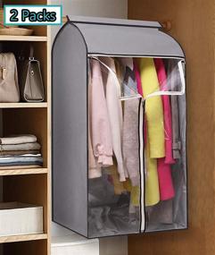 img 3 attached to 👗 MISSLO 43" Hanging Garment Bags - Ideal Storage Solution for Dust-free Clothes, Featuring Large Clear Window and Triple-Zipper Opening - Set of 2 (Rack not included)