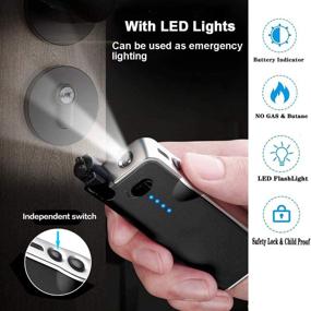 img 1 attached to 🕯️ Zmenaren Candle Electric Lighter with LED Lighting, USB Rechargeable Arc Lighter, Safety Switch, Retractable Wind Resistant Flameless Fireworks for Camping, Kitchen Stove, Halloween – Black