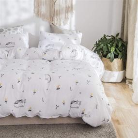 img 1 attached to 🐱 Premium Soft Bedding Set - Jieshiling Queen Duvet Cover with Lightweight Queen Duvet Cover and 2 Pillowcases Zipper Closure - Adorable Cat Theme